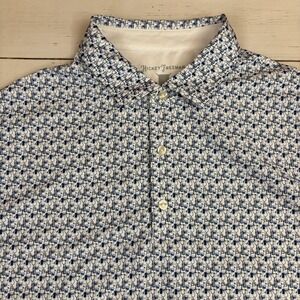 Hickey Freeman Golf Polo Shirt Mens L Blue Graphic Print Stretch Performance